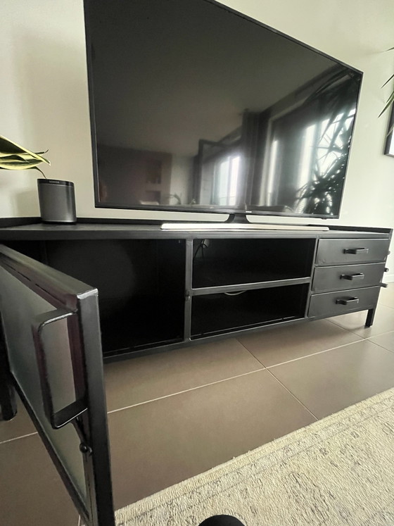 TV cabinet - industrial style - as new, TV furniture, Metal, Black (photo 3 of 5)