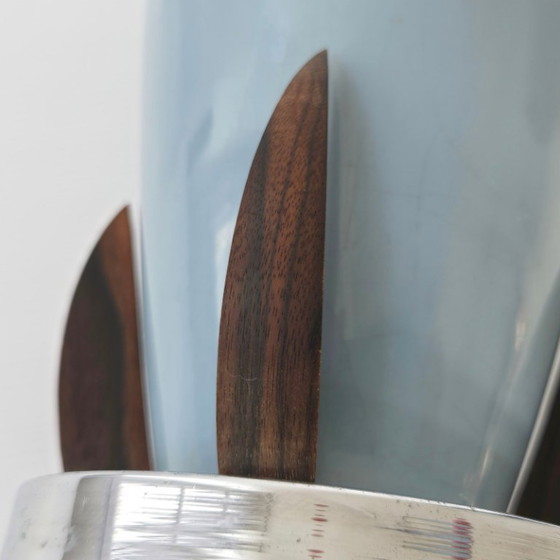 Image 1 of Vintage Scandinavian Art Deco Vase, 1920s, Ceramic, Rosewood, Chrome, Retro