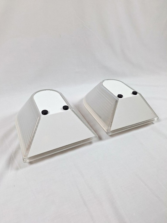Image 1 of Pair of 80s glass wall lights by Roberto Fiorato for Prisma