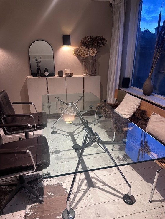 Image 1 of Table de travail Nomos Tecno — verre/chrome — 220×100 cm