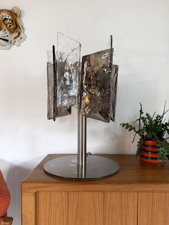 Vintage Murano glass table lamp, Italy '80s – rvs, Metal (photo 13 of 15)