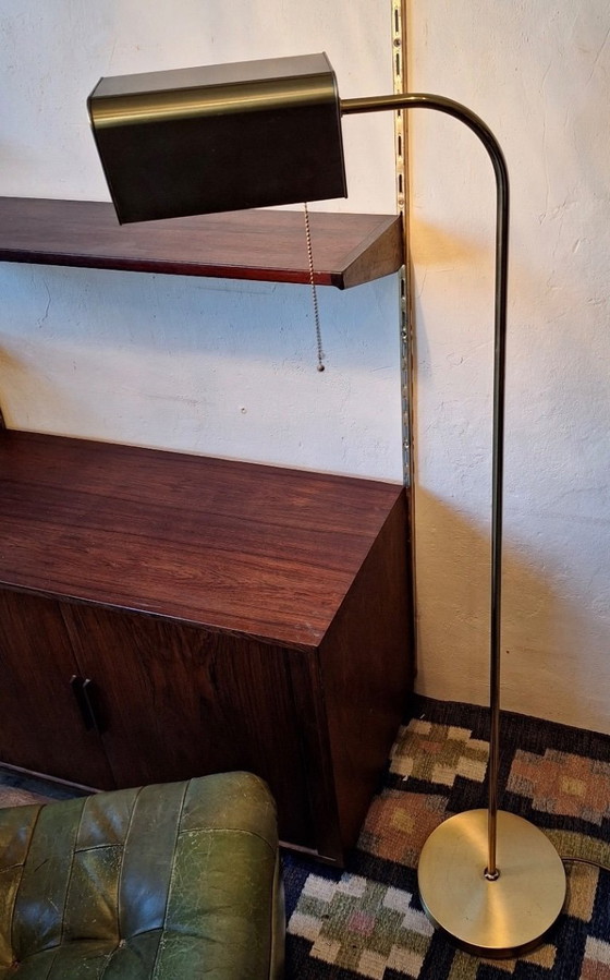 Image 1 of Mid-Century Modern Brass Banker's Adjustable Floor Lamp, 1970s