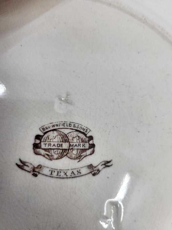 Rare Set of Victorian Brownfield & Sons "Texas" Pattern Plates, England, Circa 1880 (8) – Tableware, Ceramic (photo 18 of 18)