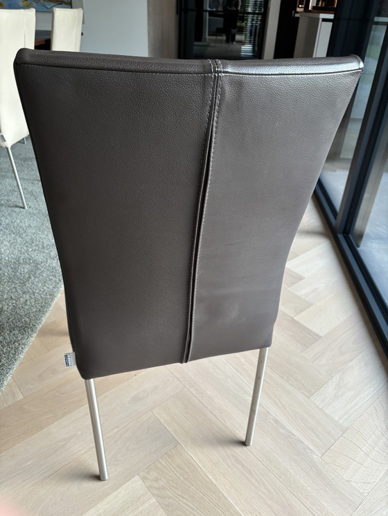 Image 1 of 4 sedie da pranzo in pelle marrone di design Framati