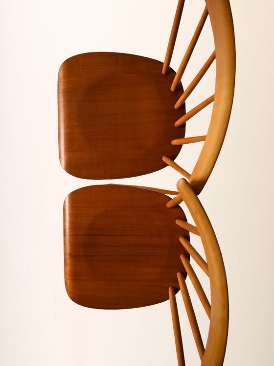 Image 1 of Paar skandinavische Stühle aus Buche und Teakholz aus den 1950er/60er Jahren, Typ Pinstol