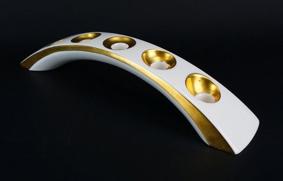 Image 1 of PORTACANDELE in porcellana moderno di metà secolo Lindner Kueps Bavaria anni '50