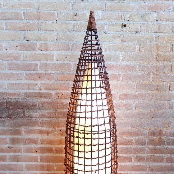 Image 1 of lampada da terra vintage lampada da terra in vimini tessuto Japandi