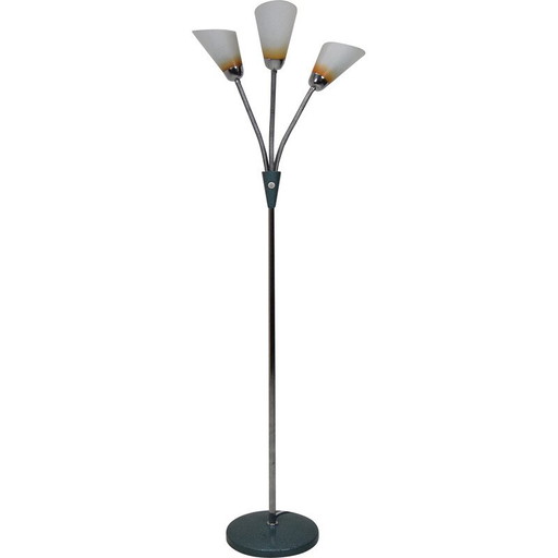 Vintage floor lamp in glass, lacquered metal and chrome, Czechoslovakia 1960s