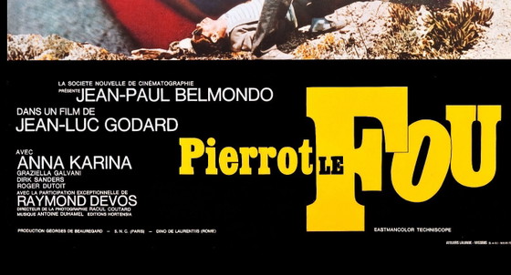 Image 1 of Pierrot le Fou, een iconische film van de Franse Nouvelle Vague, geregisseerd door Jean-Luc Godard - Poster 70 x 100 cm