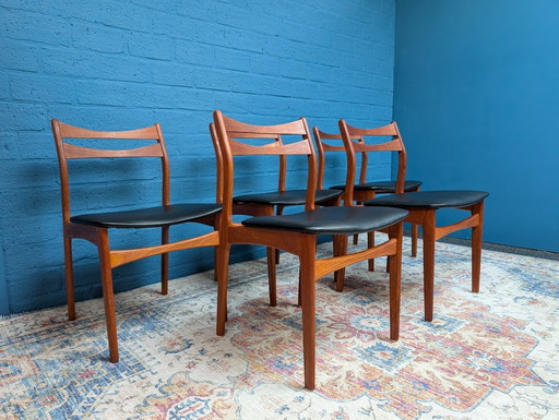 5X Midcentury Stühle, Dänisches Design, 1960er Jahre