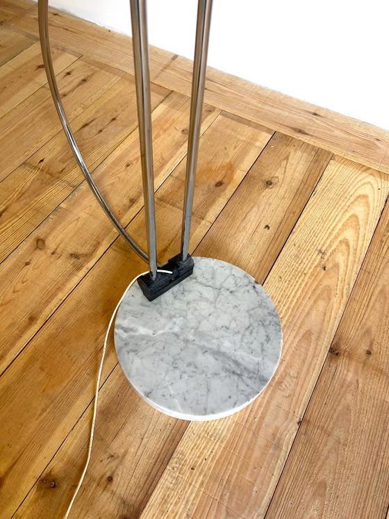 Grand Lampadaire Arc Ajustable en Marbre et Chrome, Italie, 1970s – Marble, Metal (photo 3 of 8)