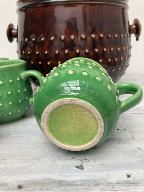 Ponchera de Alemania Occidental de los años 60/70 con 6 tazas. – jasba/Scheurich?, Vajillas, Ceramic (photo 3 of 7)