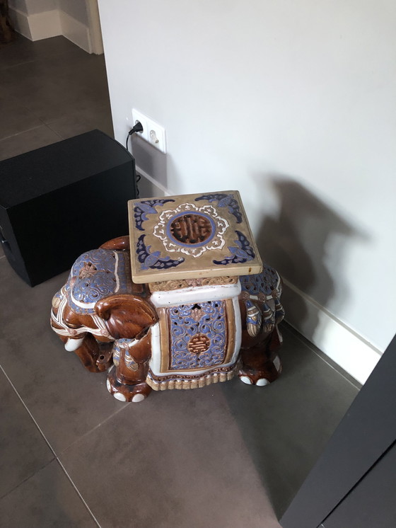 Image 1 of Ceramic elephant plant table/stool