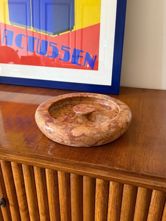 Image 1 of Angelo Mangiarotti, centro de mesa / cuenco de mármol rojo, Knoll International Italia, años 70