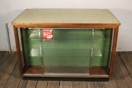 Image 1 of Antieke industriële apothekerskast • Vintage hout en metaal