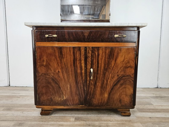 Image 1 of Tocador Art Decó con mármol blanco y espejo