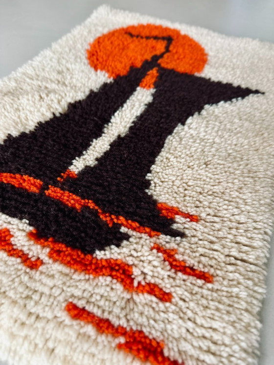 Image 1 of 1x Vintage wollen wandkleed – unieke retro eyecatcher (39 x 60 cm)