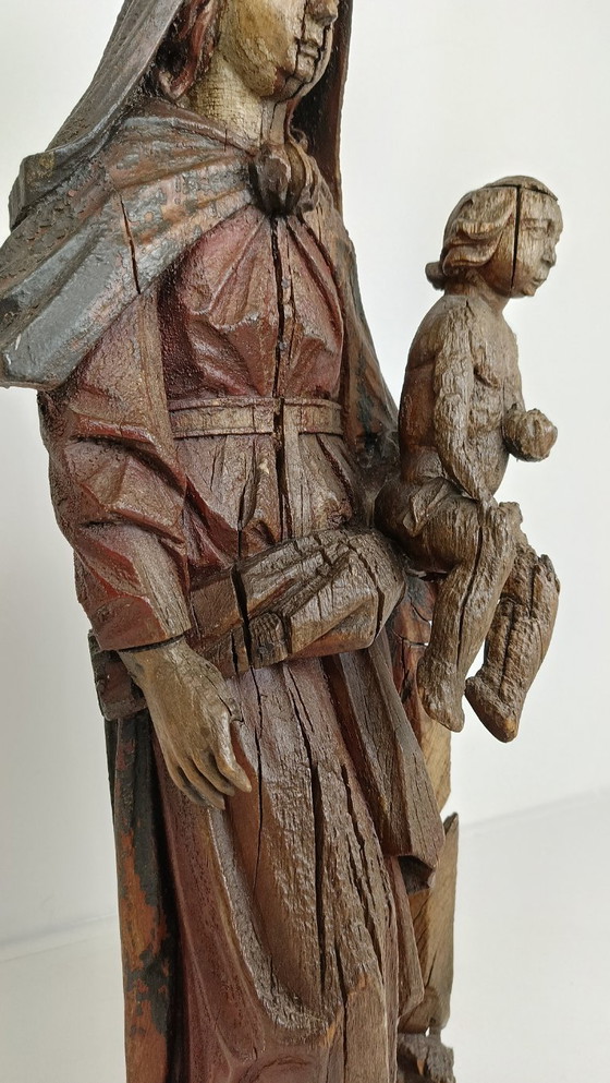 Image 1 of Beautiful 18th-century wooden statue of Mary
