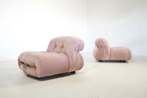 Pair of Early “Soriana” Lounge Chairs by Afra and Tobia Scarpa for Cassina, Italy 1970s