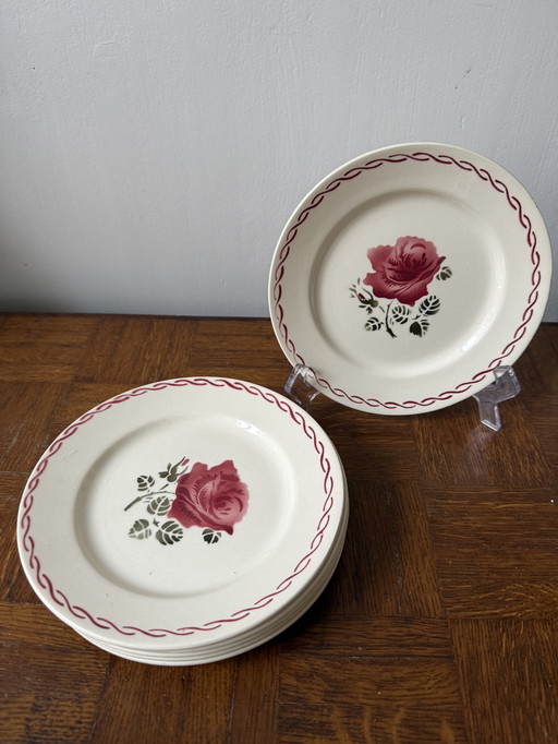 Set di 6 piatti da dessert in semi-porcellana realizzati in Francia