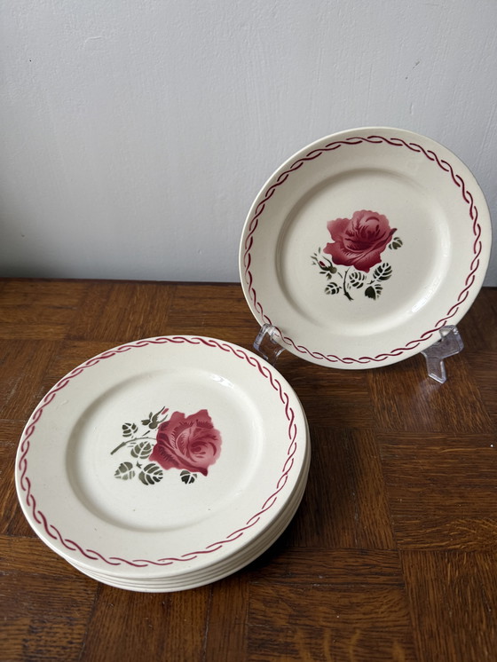 Image 1 of Set di 6 piatti da dessert in semi-porcellana realizzati in Francia