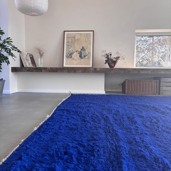 Image 1 of Handgewebter Berberteppich aus 100% Wolle Blau Klein