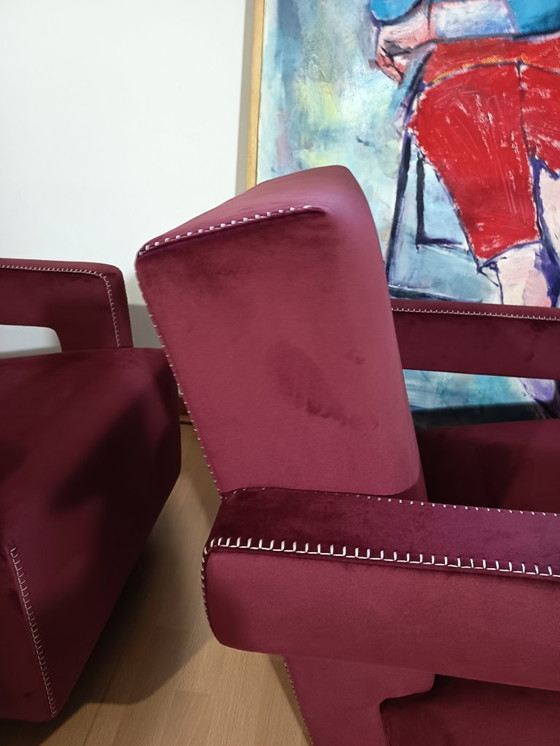 Image 1 of CASSINA 2X Poltrone 637 UTRECHT  (NUOVE MAI USATE) in Velluto 13L Ortigia/Plum con Cuciture in filo Naturale a punta Cavallo