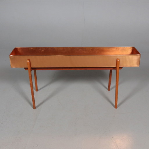 Fioriera scandinava in rame e teak