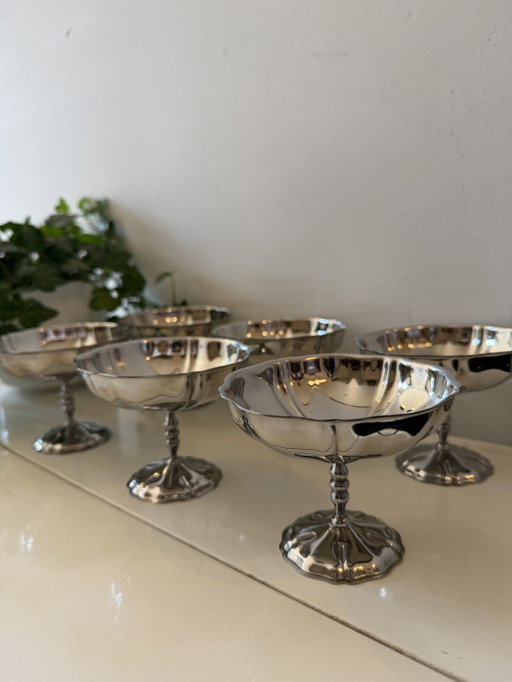 Set di 6 coupé ondulate cromate – glazen karaffen, Chrome (photo 2 of 5)