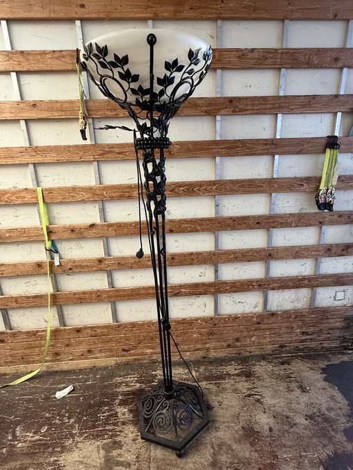 Art deco gietijzeren vloerlamp 