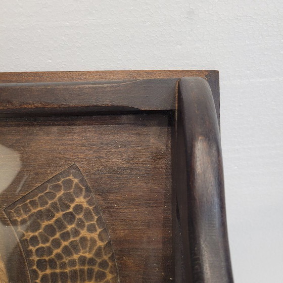 Image 1 of Tablett mit Antilopenschnitzerei, Holz, Art Deco, ps XX - Frankreich