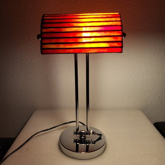 Tyffany and Chrome Table Lamp – Glass (photo 3 of 16)