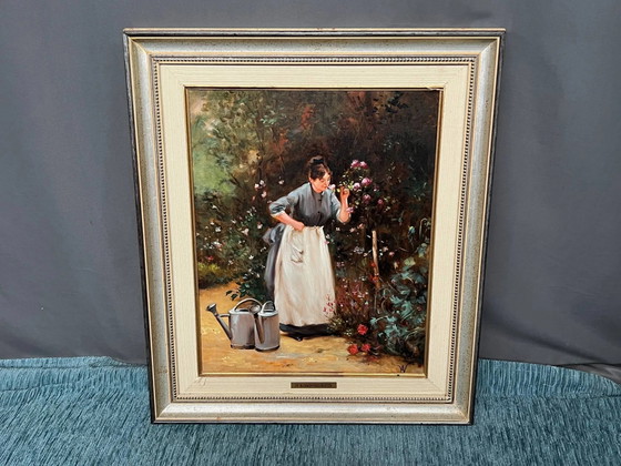 Schilderij "Meisje met bloemen". – Schilderijen & Tekeningen, Canvas (photo 6 of 6)