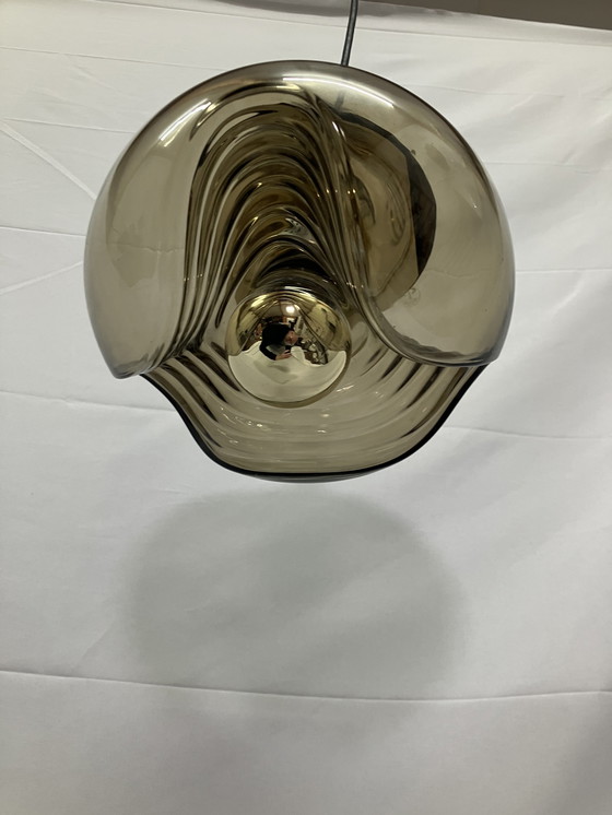 Image 1 of Suspension Vintage Futura Wave de Peill & Putzler en verre fumé