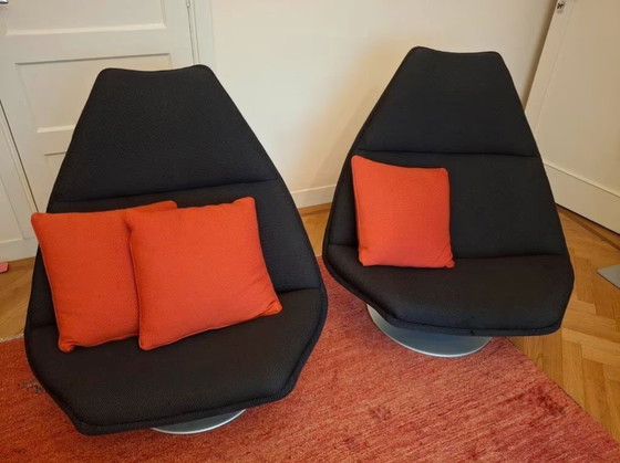 Image 1 of Poltrone girevoli Artifort F510, nere, in buone condizioni (2x)