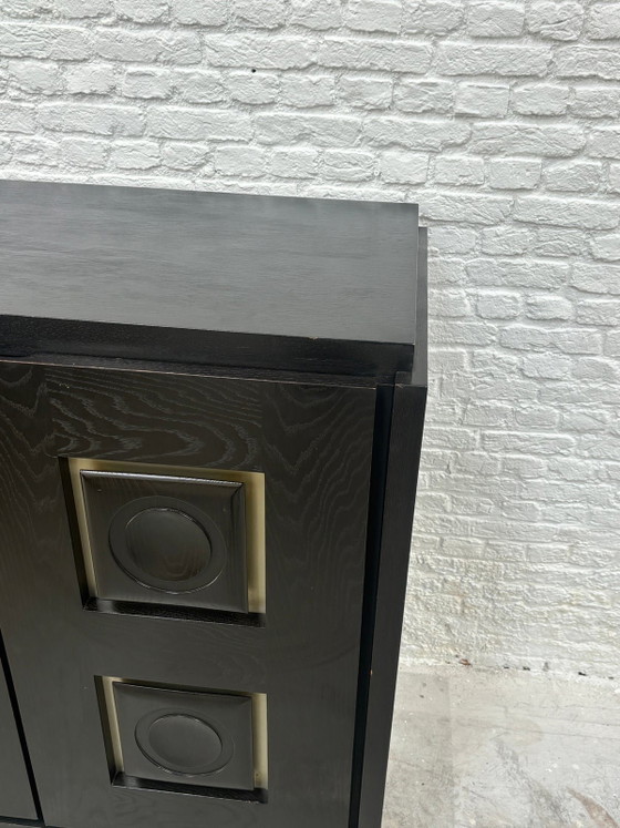 Groot vintage Brutalistisch dressoir in zwart eikenhout – Metal (photo 5 of 8)