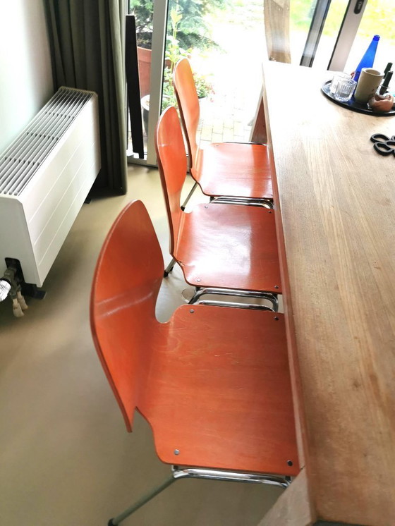 Image 1 of Set di 3 sedie KUSCH CO verde 3 arancione 1 giallo