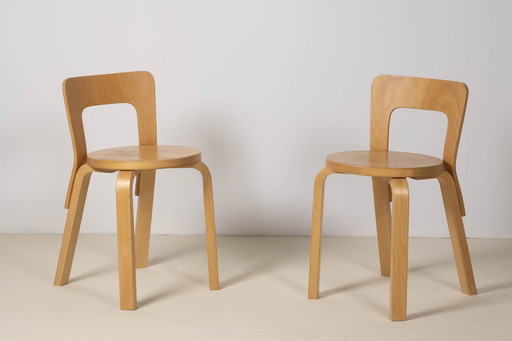 2x Chaise Alvar Aalto modèle 65, 1960 Artek