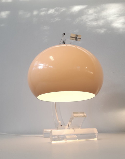 Imposante plexiglazen mushroom tafellamp, mcm tafellamp, vintage space age bureaulamp