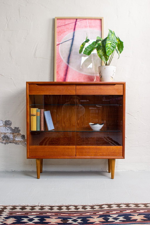 Vitrina, cómoda o aparador de teca vintage, de mediados de siglo (años 60).