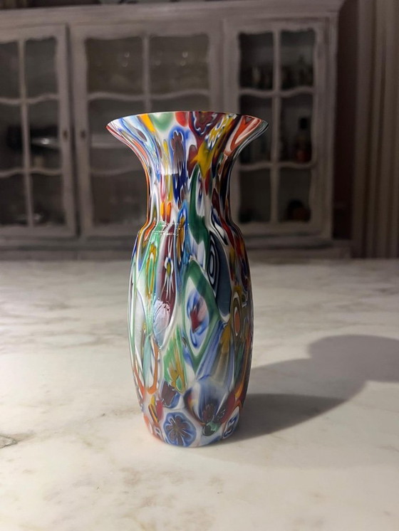 Image 1 of Murano glass vase with millefiori murrine, height 17 cm