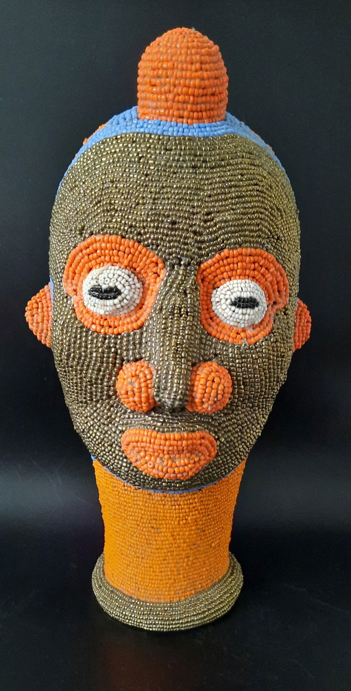 Testa di perlina in terracotta Balimeke d'epoca
