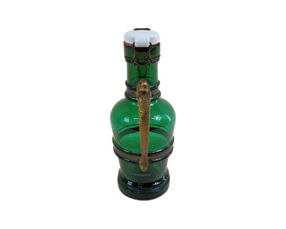 Image 1 of Bottiglia di liquore vintage Herrenhäuser – vetro verde con tappo in metallo – Germania