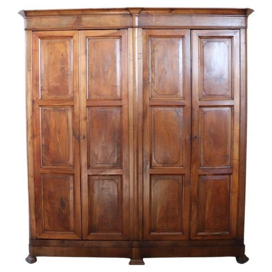 Image 1 of Large Wardrobe 4 Doors in Solid Walnut, Italy 19th Century