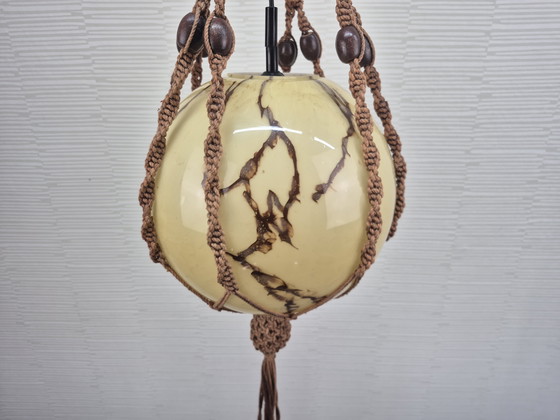 Image 1 of Temde Leuchten hanglamp. Vintage jaren 70 macrame lamp.