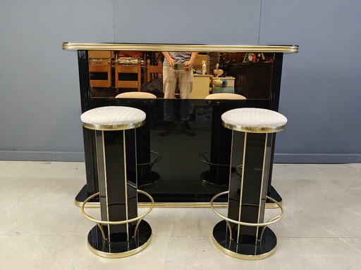 Hollywood Regency-bar met krukken, jaren 70 - Italië