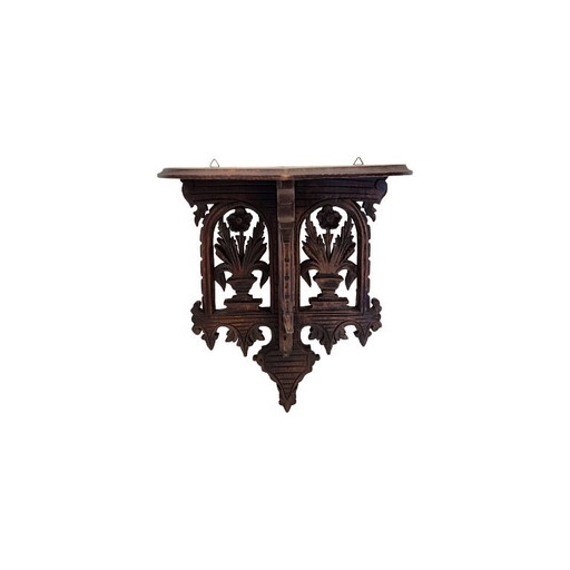 Antiek Duitse wandconsole met snijwerk, eind 19e eeuw – wanddecoratie, Wood (photo 2 of 5)