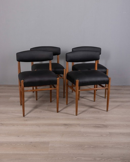 SET DI 4 SEDIE VINTAGE ANNI 60 IN LEGNO DI TEAK DESIGN ITALIANO