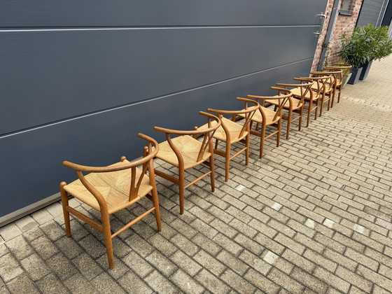 Image 1 of 8 sillas Wishbone CH24 de roble de Hans J. Wegner, Carl Hansen & Son