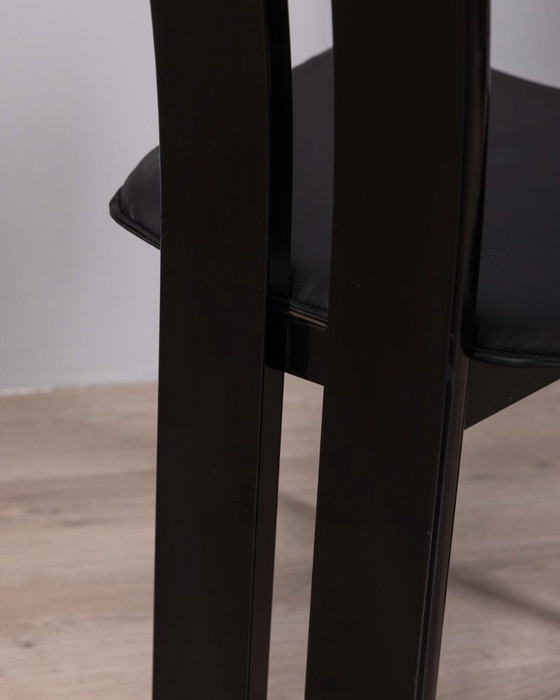 Image 1 of ENSEMBLE DE 4 CHAISES VINTAGE EN BOIS ET CUIR DES ANNÉES 1970, DESIGNÉES PAR PIETRO COSTANTINI POUR ELLO